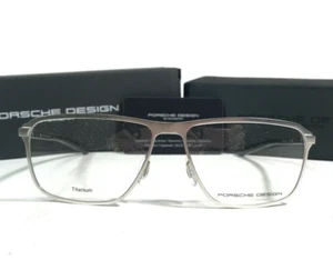 Porsche Design Eyeglasses Frames P8285 D Matte Silver Black Square 56-14-145 - Picture 1 of 12
