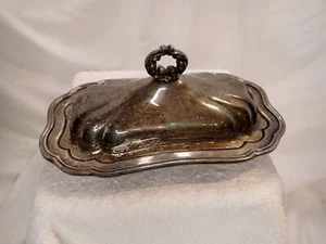 Oneida LTD Silversmiths Butter Dish W/ Glass Insert Heavy Tarnish - Picture 1 of 5