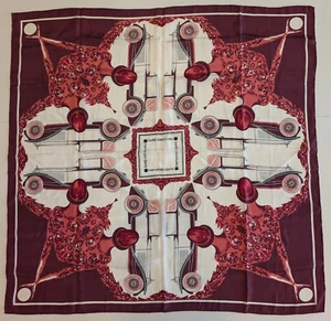 Vintage Mercedes Benz Silk Scarf 31" X 31" Ladies and Cars Art Nouveau Style - Picture 1 of 20