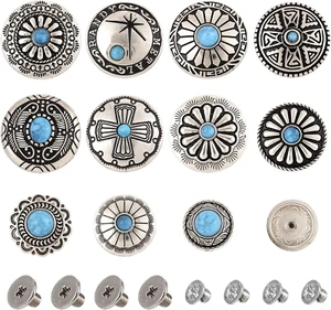 Spritewelry 48Pcs/22 Sets Leather Decorative Conchos Stud Screw Back Buttons - Picture 1 of 12