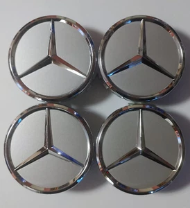 4x 75mm Mercedes Nabenkappen/Nabendeckel Silber - Picture 1 of 1
