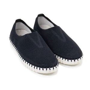 Women's Comfort Slip on Stretchy Knit Flats Eric Michael Lucy Shoes - Navy Blue - Picture 1 of 6