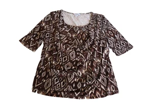 Queenspark Basic Blouse Womens Extra Large XL Brown Stretch Polyester Pullover - Picture 1 of 14