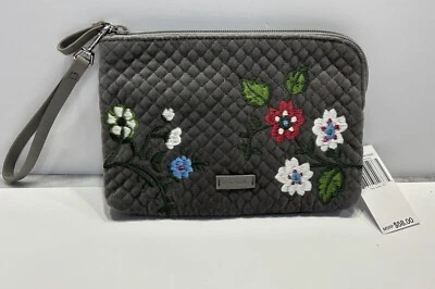 Muñequera Vera Bradley Wolf Gris Icónica RFID Bordada Floral Terciopelo Nueva con Etiquetas Foto 1 de 4