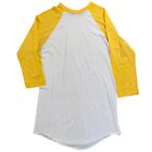 Vintage lata 70. Punerwear żółto-biała koszula z pojedynczym ściegiem rękaw 3/4