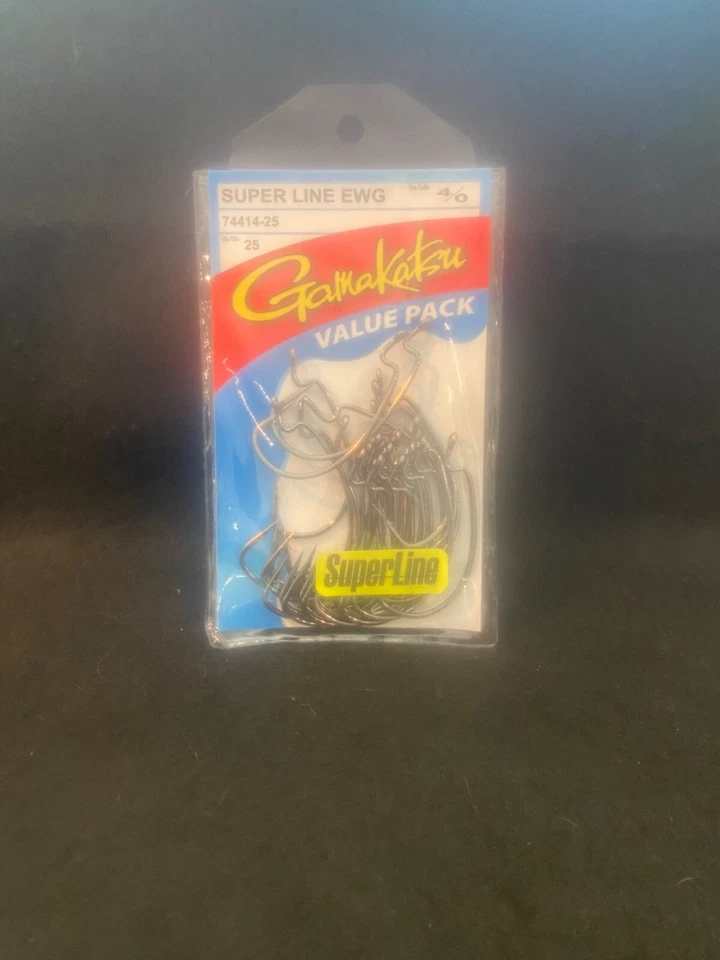 Gamakatsu Super Line EWG Hook-pack of 25 Black 4/0