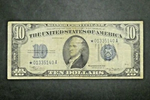 1934 A $10 Silver Certificate Star Note US Currency Paper Money - Picture 1 of 2
