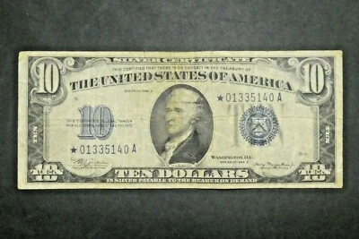 1934 A $10 Silver Certificate Star Note US Currency Paper Money - Image 1 of 2