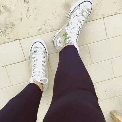 Converse All star Personalizzate con tessuto Argento specchiato effetto sporco - Immagine 1 di 3