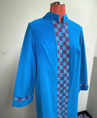 De Colección Terciopelo Cremallera Muumuu Salón Bata Vestido Abrigo Largo Completo Hecho en Unión M Foto 1 de 4