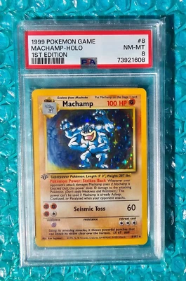 1999 Pokemon Base Set 1st Edition Machamp 8/102 Holo Foil PSA-8 NM/MT - Image 1 of 3
