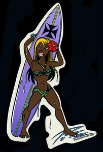The Pizz Sticker Aufkleber Pin Up Girl Surfer Surf Kustom Kultur Poster Pop - Bild 1 von 1