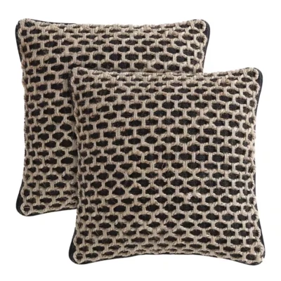 Jada Black Geometric 20 In. X 20 In. Braided Jute Decorative Throw Pillow Cover - Image 1 of 4