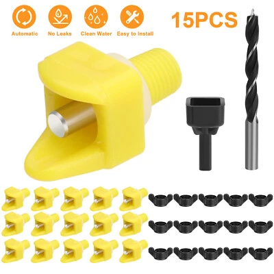 15x Pezón de Pollo con Broca Riego Automático Bebedero de Aves de Corral Beber de Gallina Foto 1 de 4