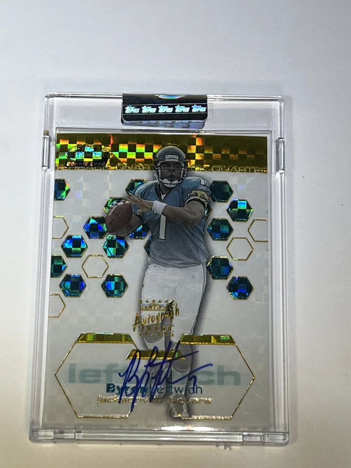 Tarjeta autógrafa de novato Topps Finest Gold X-Fractor Byron Leftwich 2003 #07/50 Foto 1 de 4