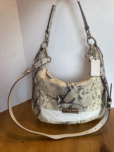 COACH 19323 Python Snake Off-White Leather Kristin Hobo Handbag Shoulder Purse - Picture 1 of 14