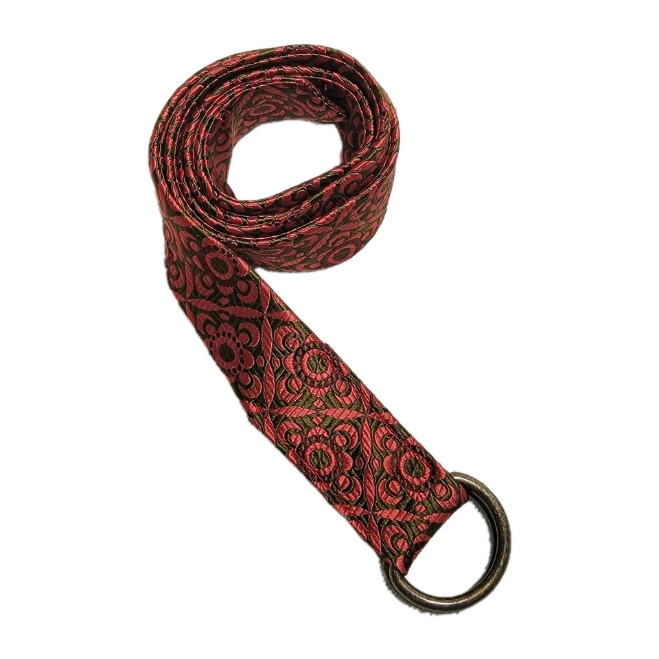 J. Crew NUEVO NUEVO CON ETIQUETAS 100% Seda Brocado Floral Cinturón Talla M/L Marrón Rojo Tapiz Foto 1 de 4