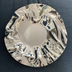 ALESSI SARRIA LLUIS CLOTET 36cm Dia Silver Chrome ABSTRACT Crumpled Fruit Bowl - Picture 1 of 10