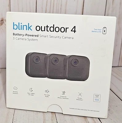 2024 Blink Outdoor 4 (4th Gen) 3 Camera Wireless HD Home Security System Kit NEW - Image 1 of 4
