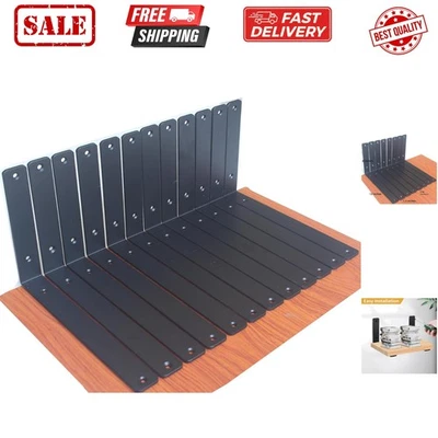 Paquete de 12 - L 12" x H 8" x W1.5, 5 mm de espesor negro L soporte de estante, estante de hierro Br... Foto 1 de 4