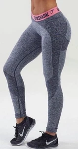 Gymshark Flex Seamless Pull On High Rise Athletic Leggings Grey/Teal Women XS - Picture 1 of 5