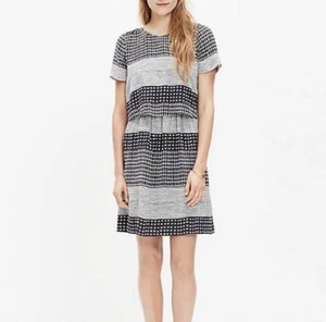 Madewell Silk Two-Piece Dress Hashtag Stripe Black White Women’s Size 0 - Picture 1 of 9