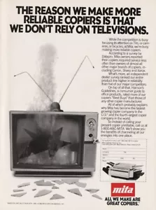 Mita Copiers 1986 TV vintage 1 página revista anuncio - Imagen 1 de 1