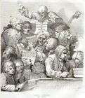 Hogarth: The Corus. Die Chor. Il Coro. Caricatura.Stahlstich.+ Passepartout.1857