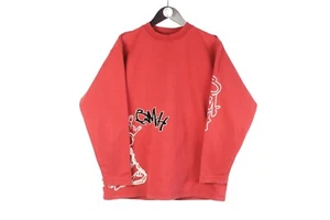 Vintage Bad+Mad Sweatshirt Size S Red Crewneck Pullover Jumper 90s Sport Style - Picture 1 of 6