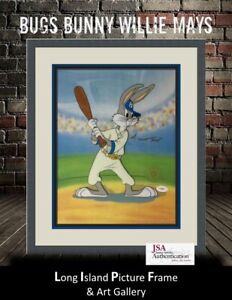 Willie Mays Signed Bugs Bunny Animation Seri Cel Custom Framed JSA COA