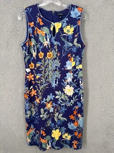 Lands End sportliches Etui-Kleid Damen 10 Reißverschluss hinten botanische Blumen QUALITÄT - Bild 1 von 12