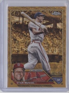 STAN MUSIAL 2023 TOPPS CHROME GILDED #8 GOLD WAVE REFRACTOR /75 CARDINALS HOF