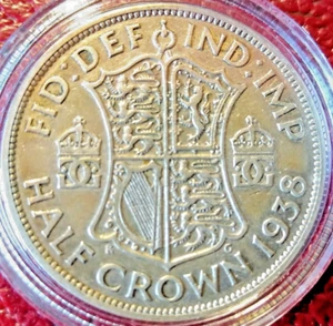1938 Halfcrown 50% George VI Silver VF/EF HarderYear Sp#4080 in flip - Picture 1 of 2
