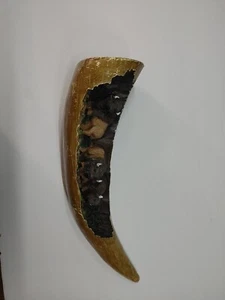 Resin Carved Buffalo Grazing Scrimshaw 12x4" - Picture 1 of 5