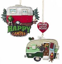 Kurt Adler Happy Camper Home Sweet Home Holiday Ornaments Set of 2