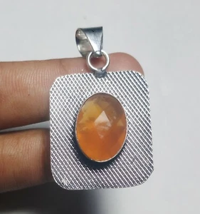 Orange Onyx Gemstone Handmade Fashion Jewelry Pendent Cts 27 S 1.5 Inch "A4683 - Picture 1 of 5