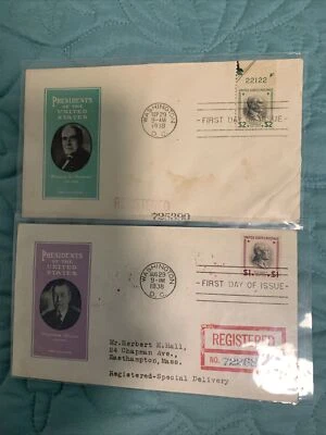 US FDC #833/#832- (2) HARDING $2/WILSON $1 IOOR REGISTERED - Image 1 of 2