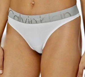 CALVIN KLEIN collant perizoma icona in rilievo bianco grigio NUOVO donna taglia M 6 QF6992 - Foto 1 di 8