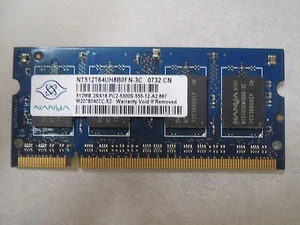 NANYA 512 MB 2RX16PC2-5300S-555-12-A2 NT512TT64UH8B0FN-3C MEMORY RAM - Picture 1 of 2