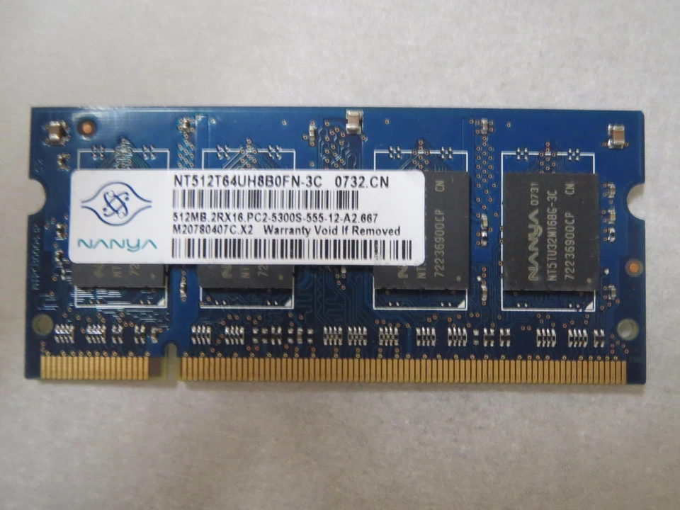 NANYA 512 MB 2RX16PC2-5300S-555-12-A2 NT512TT64UH8B0FN-3C MEMORY RAM - Image 1 of 2