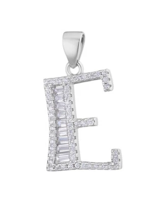 Collana Di Lettere In Vera Argento 925 Gioielli Zirconia Alfabeto ‘E’ - Immagine 1 di 4