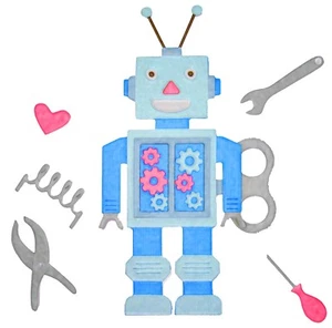 New, Retired Sizzix Thinlits 50's Robot 11pc #663315 Retail $12.99 Georgie Evans - Picture 1 of 8