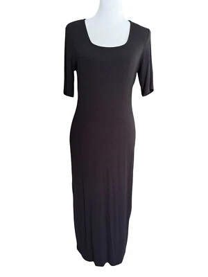 Rachel Zoe Size Medium Black Ribbed Bodycon Knit Dress Square Neck Lined - Image 1 of 4