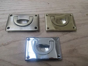 3" FURNITURE CABINET DOOR RECESSED MILITARY FLUSH INSET CAMPAIGN PULL HANDLE - Picture 1 of 4