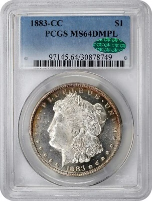 1883-CC Morgan Silver Dollar CAC Sticker PCGS MS64 DMPL Deep Mirror Proof Like - Image 1 of 4