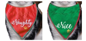 Naughty Nice Reversible Pet Bandana - Red/Green - Costume Accessory - Picture 1 of 1