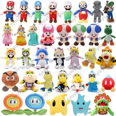 Muñecas de peluche Super Mario Bros Mario Luigi Yoshi Bowser melocotón Rosalina Foto 1 de 4