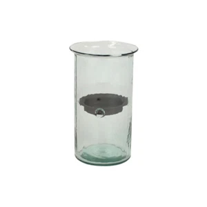 Classic Medium 10 Inch Tall Glass Hurricane Rustic Pillar Candle Holder Textured - Picture 1 of 4