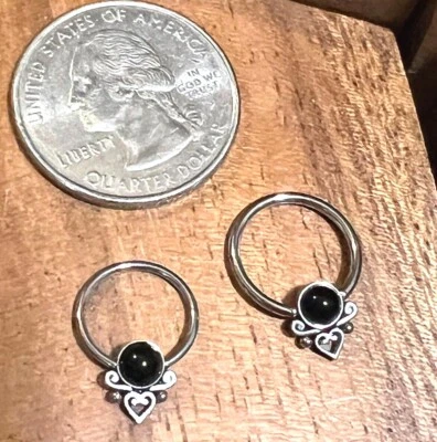 SINGLE SURGICAL STEEL CBR ONYX SEPTUM RING NIPPLE EAR GAUGES HOOPS EARRINGS - Image 1 of 2