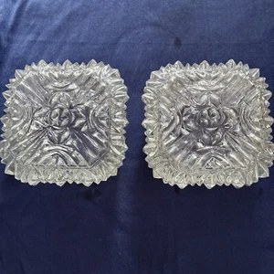 Pair Vintage Mid Century square Flush Mount Ceiling Light Fitting Glass Shade - Picture 1 of 24